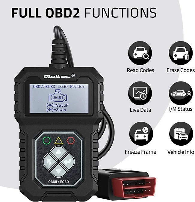 Tester diagnostikues Qoltec ProLine 50684, OBDII/EOBD, 8V-25V, i zi
