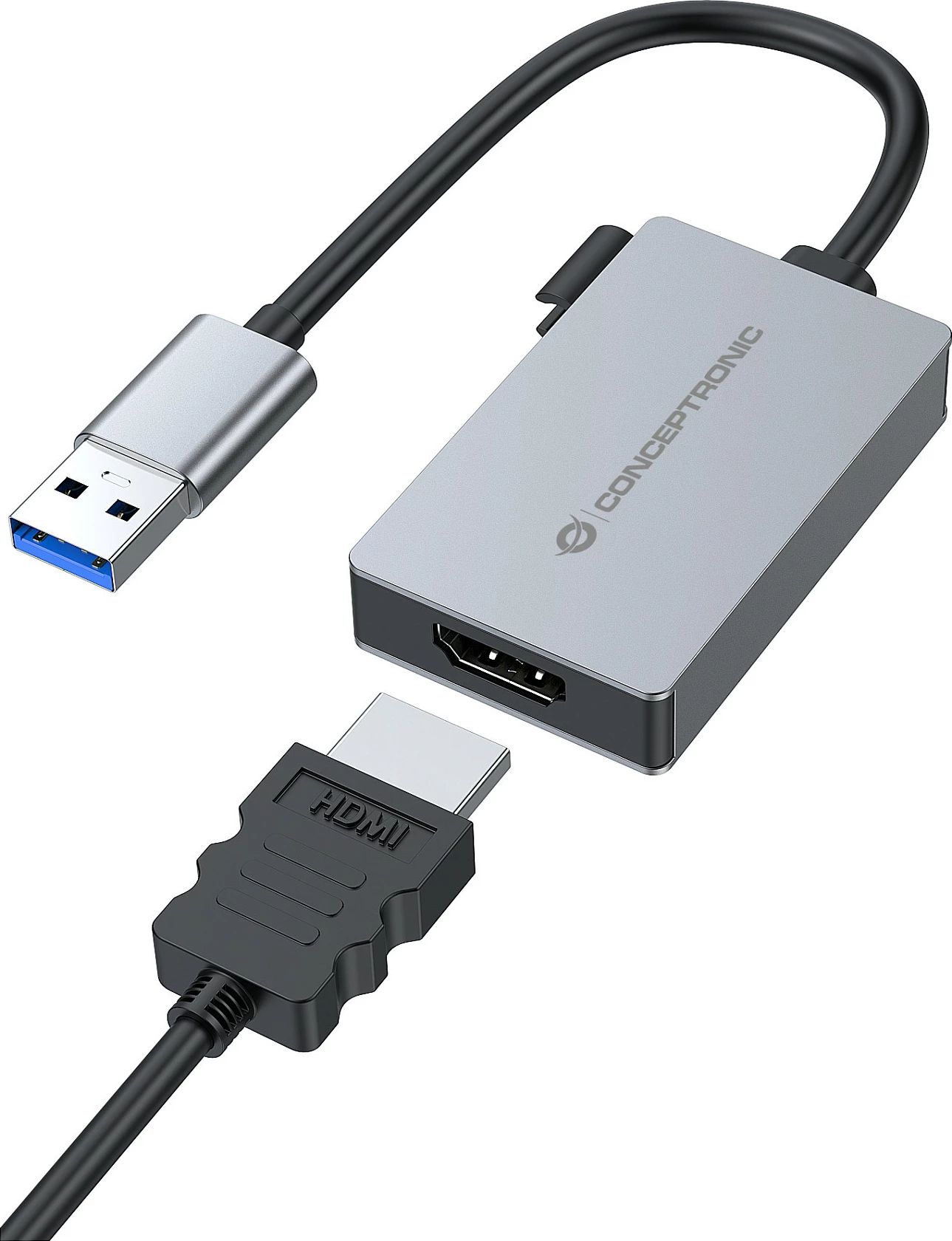 Adapter USB-A në HDMI Conceptronic ABBY22G, 1080p 60Hz, HDMI 1.4, gri