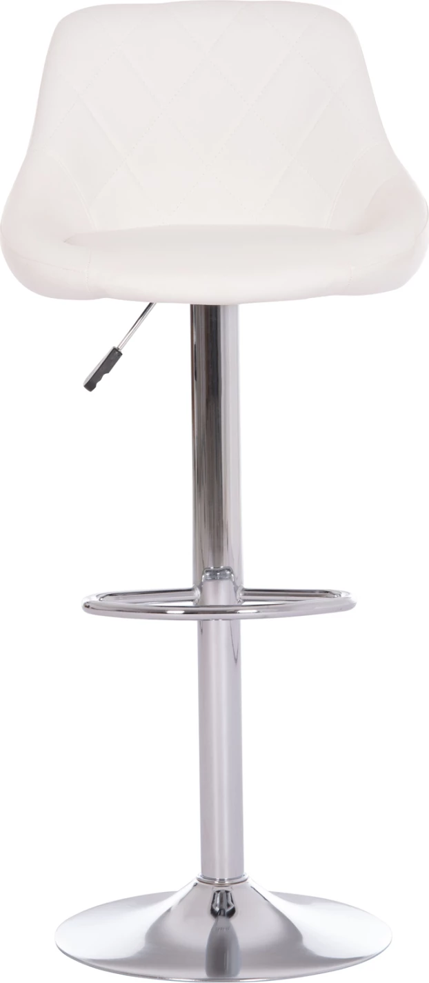 Karrige për bar ROSE, bazë kromi, lëkurë PU e bardhë, set prej 2 copësh, 48x45x105cm