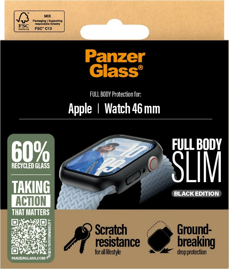 Mbrojtës ekrani PanzerGlass Snappie Full Body Slim për Apple Watch 10/46mm, transparent