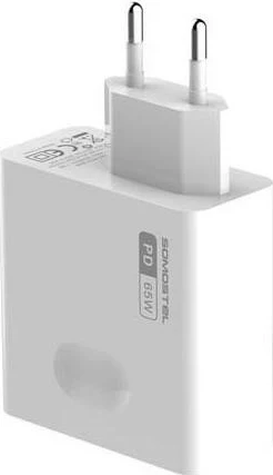 Karikues SOMOSTEL 65W GAN + kabllo Typ-C në Typ-C bardhë
