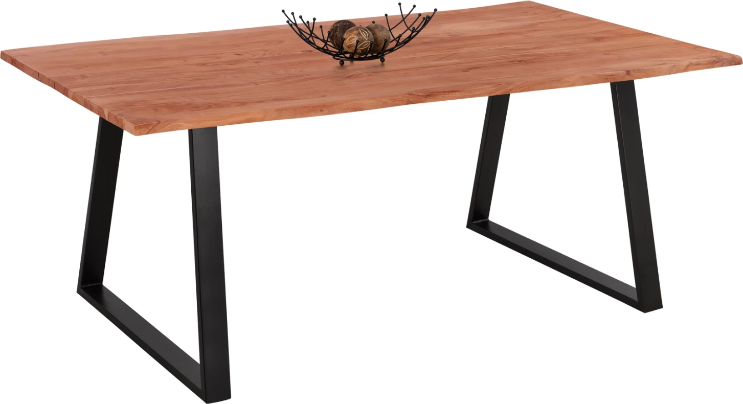Tavolinë ngrënieje akacie, FH8501.11, dru akacie, këmbë të zeza, 200x100x77 cm