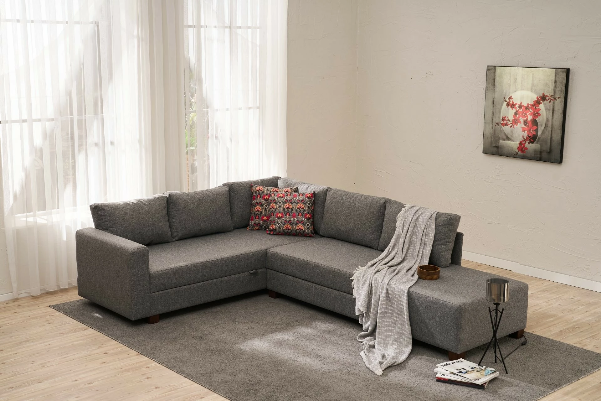 Kënd-sofë krevate Atelier del Sofa, Ali majtas, ngjyrë gri
