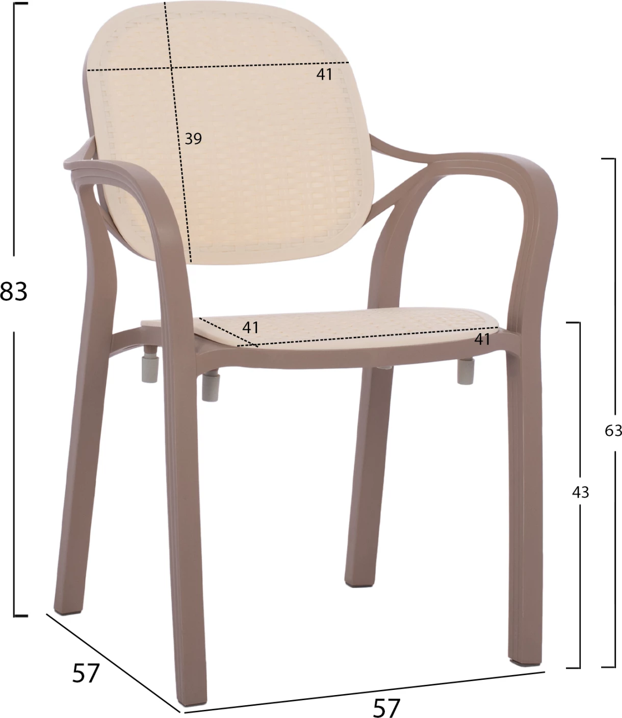 Karrige polipropileni KHEM FH5820.02 kapuçino-bezhë 57x57x83H cm