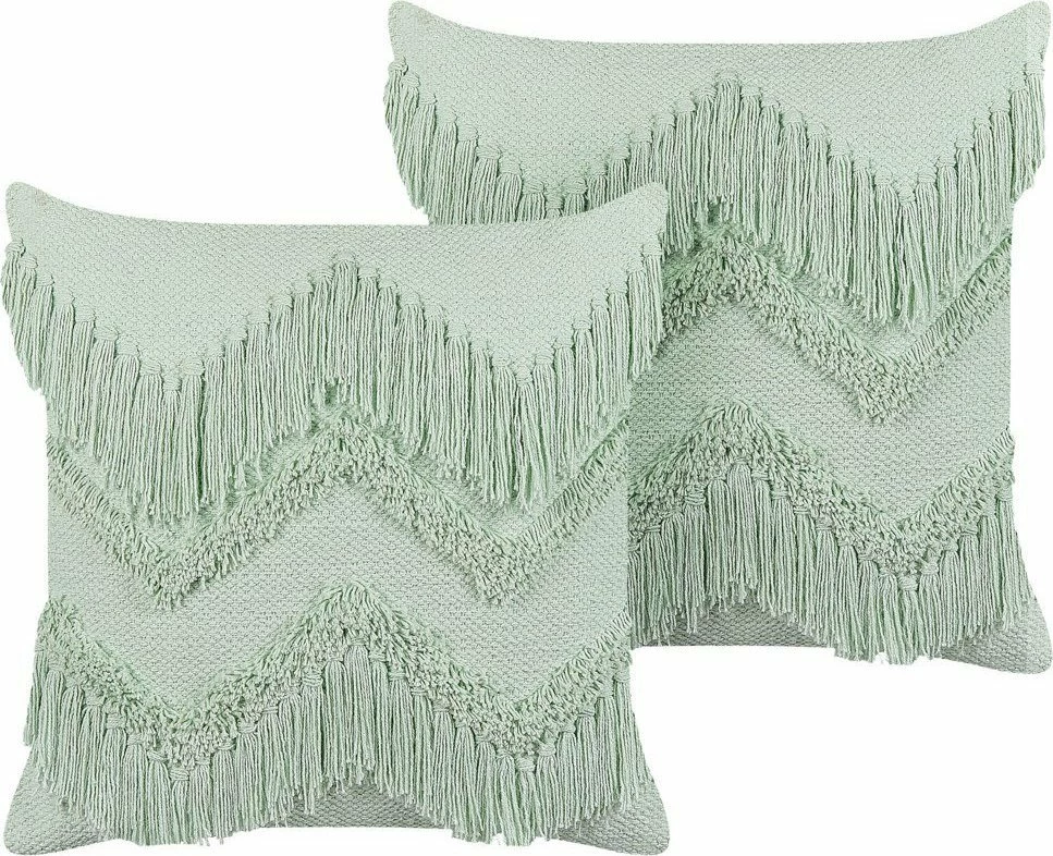 Jastëk dekorativ Beliani Bacopa 45 x 45 cm pambuk set 2 copë jeshil e çelët