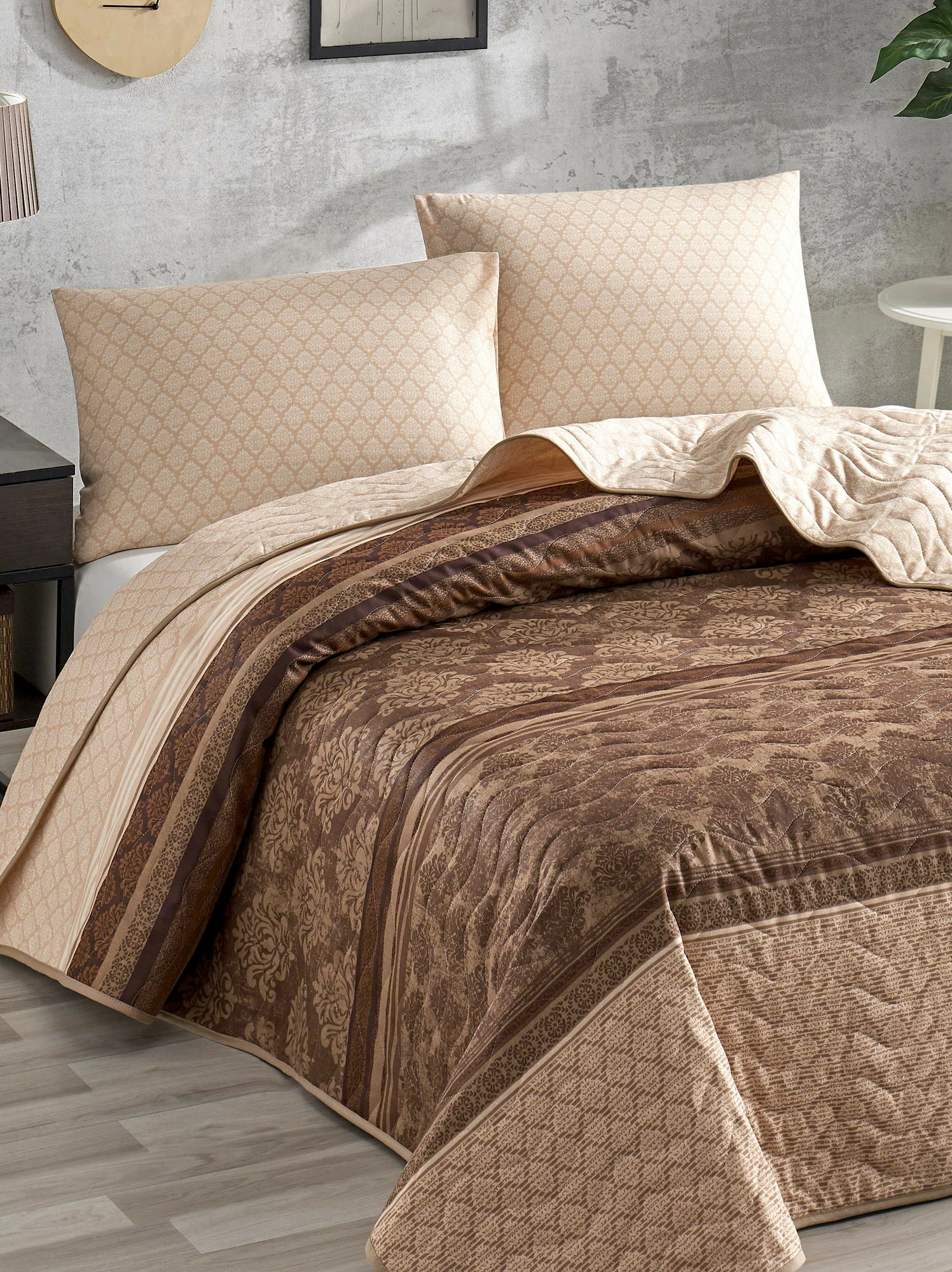 Set mbulesë krevati teke, L'essentiel, Creative, kafe