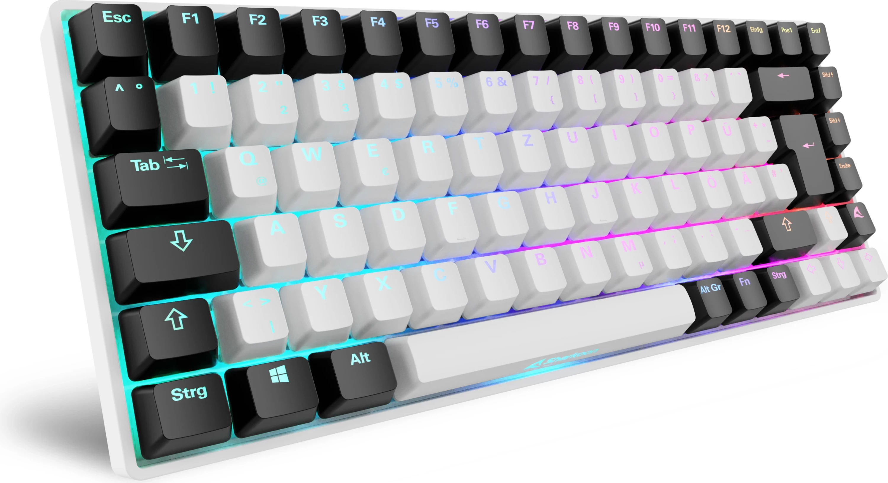 Tastierë Sharkoon SKILLER SGK50 S3, Gateron Brown, DE-Layout, RGB, bardhë/zezë