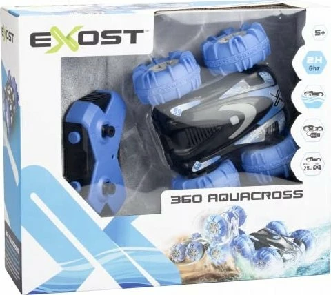Automjet me telekomandë Exost 360 Aquacross 1:18, amfib (tokë/ujë), 2.4 GHz, bateri e rikarikueshme USB, shumengjyrësh