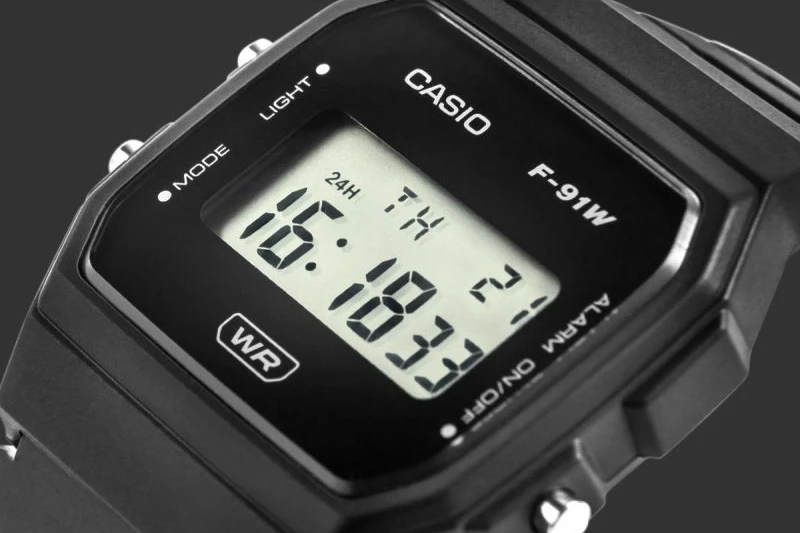 Orë dore unisex CASIO F-91WB-1AVEF, e zezë, me kuti