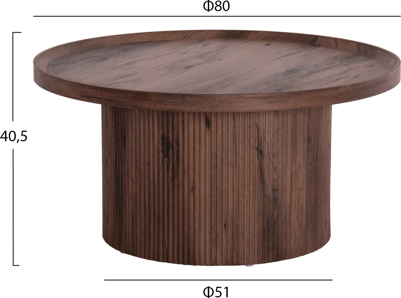 Tavolinë kafeje MARGON FH18026 MDF, ngjyrë druri kafe e errët, Φ80x40.5H cm.