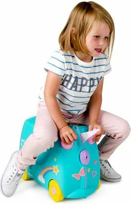 Valixhe për fëmijë Trunki Riding Unicorn TRU0109 18L, turkeze/kaltër