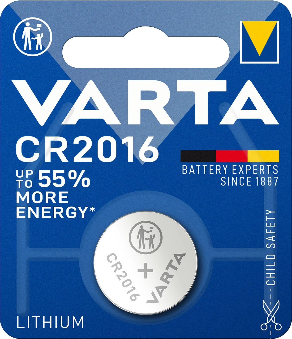Bateri buton Varta CR2016, 3V, litium, 1 copë, metalike