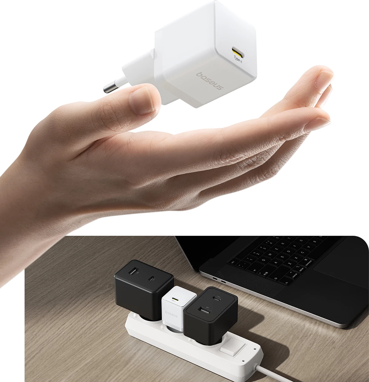 Karikues muri Baseus Palm 20W, USB-C, i bardhë