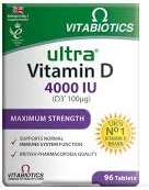 Ultra Vitamin D 4000 IU 96 tableta – Suplement me Përqendrim të Lartë për Imunitet dhe Kocka