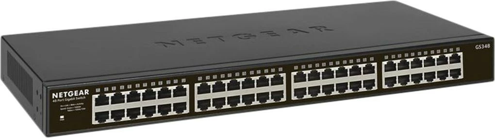 Switch Netgear GS348, 48 porta Gigabit Ethernet, kasë rack, i zi