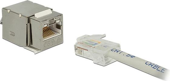 Modul Keystone DeLOCK 86404, RJ-45 femër, mekanizëm bllokimi, argjendtë