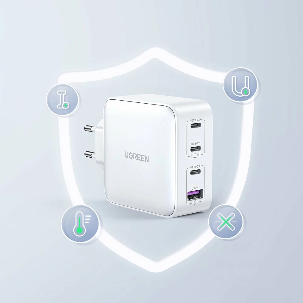 Karikues i shpejtë GaN Ugreen CD226, 100W, 3xUSB-C/USB-A, i bardhë