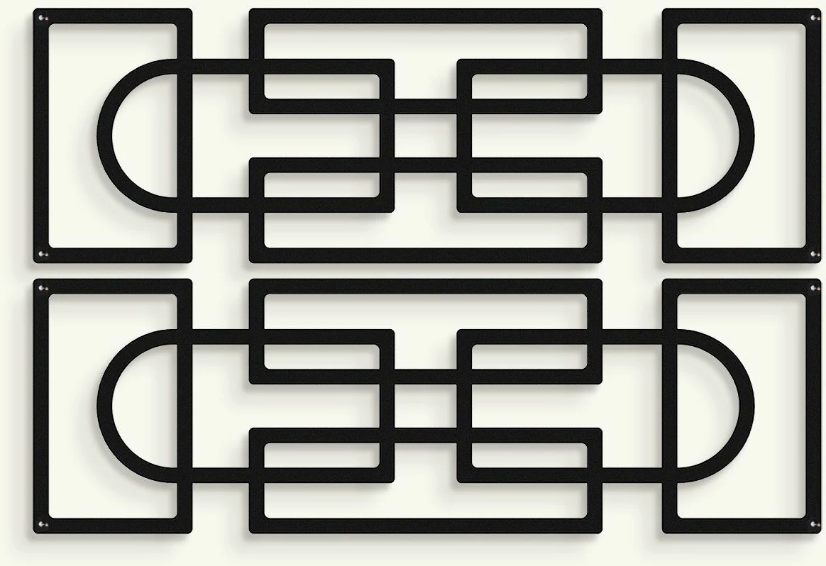 Set dekorativ metalik për mur, 2 copë, ngjyrë e zezë, Echo Forms, Wallity, APT837