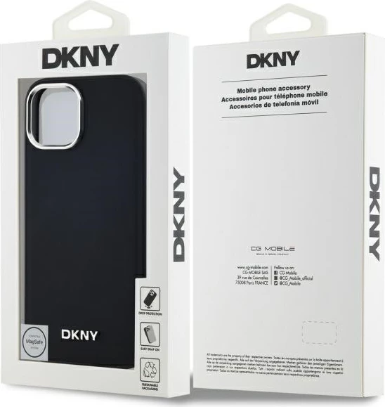 Mbështjellës DKNY Plain Logo MagSafe për iPhone 14, i zi