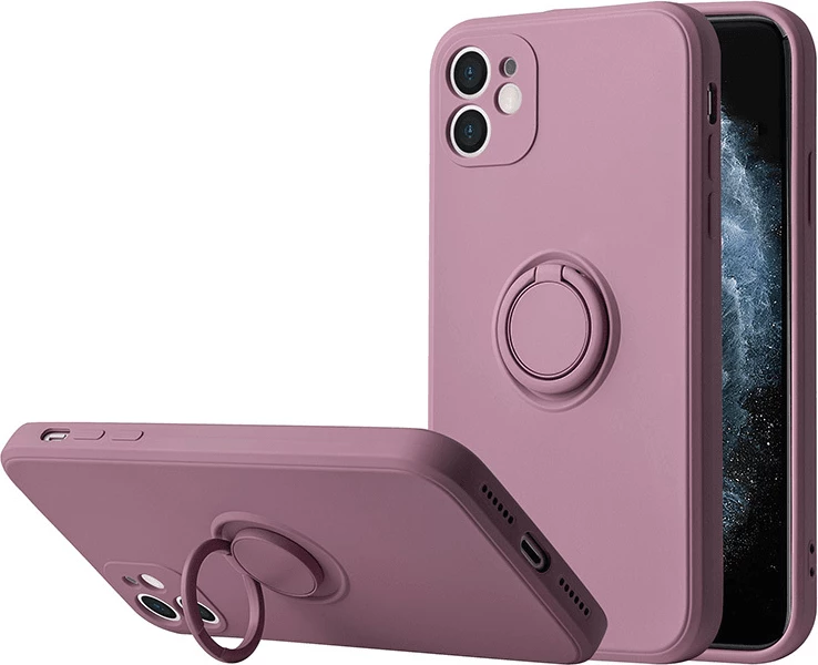 Mbështjellës silikoni me unazë ONASI 17624 për Xiaomi Redmi 10 4G, mbrojtje kamere, pllakë metalike magnetike, vjollcë