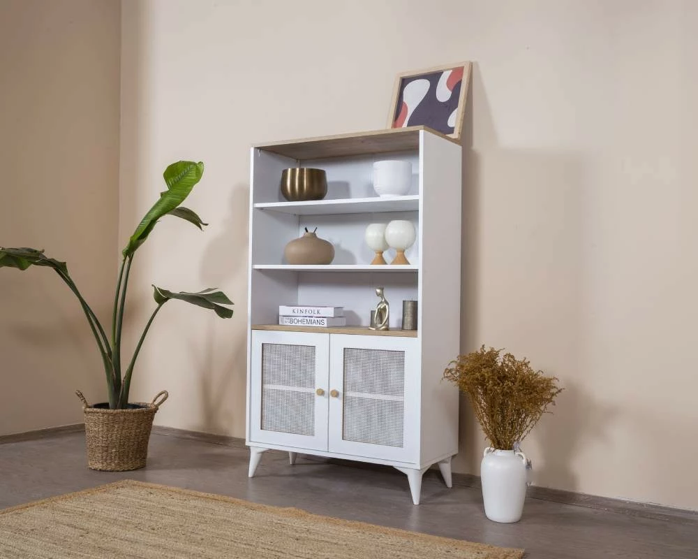 Raft librash Skye Decor, Calvin, i bardhë dhe lis