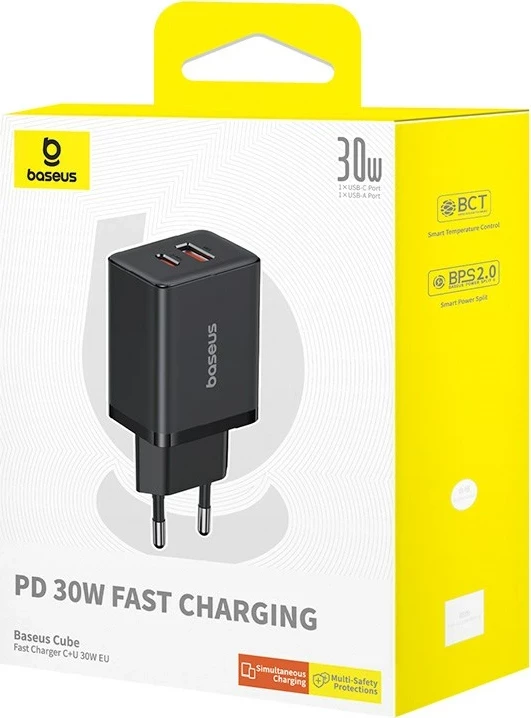Karikues Baseus P10111404113-00 Cube USB-C / USB-A 30W, Zi