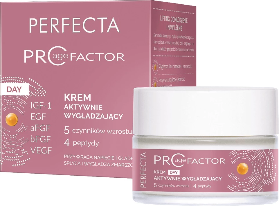 Krem dite për fytyrë për femra Perfecta Pro Age Factor Day Active Smoothing Cream, 50ml