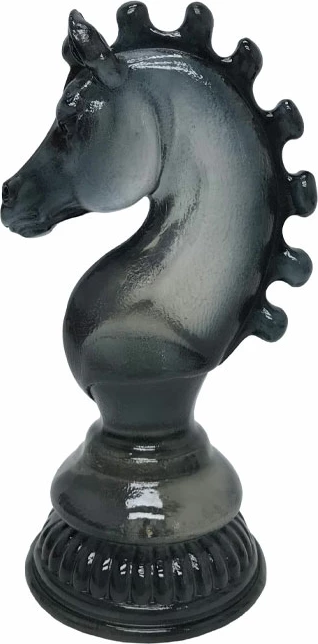 Figurë dekorative kalorës shahu, ngjyrë e zezë, 11.8x10x23cm