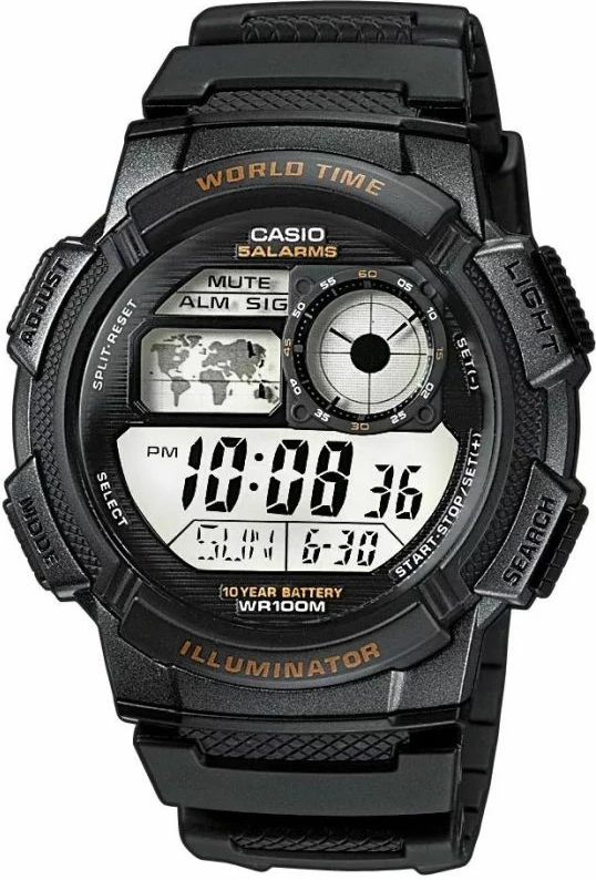 Orë dore për meshkuj Casio, e zezë