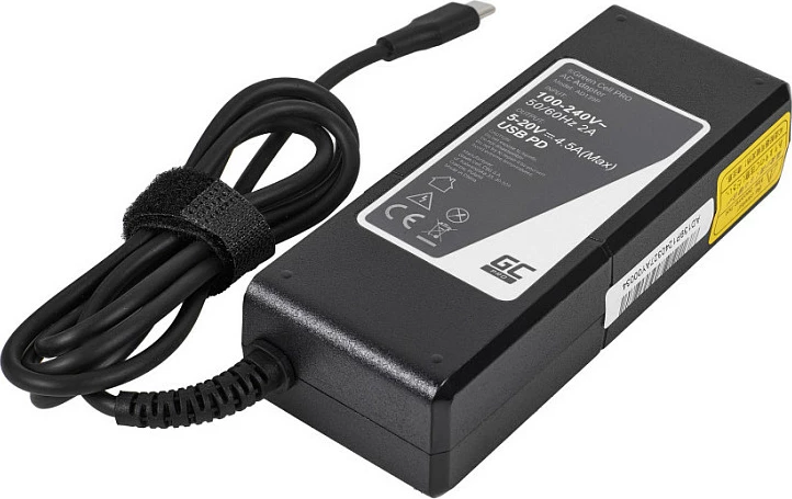 Karikues USB-C Green Cell GC Pro 90W për laptop/tablet/celular, i zi