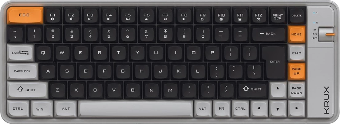Tastierë Krux Office Cross, 75%, wireless, 84 taste, gri-e zezë