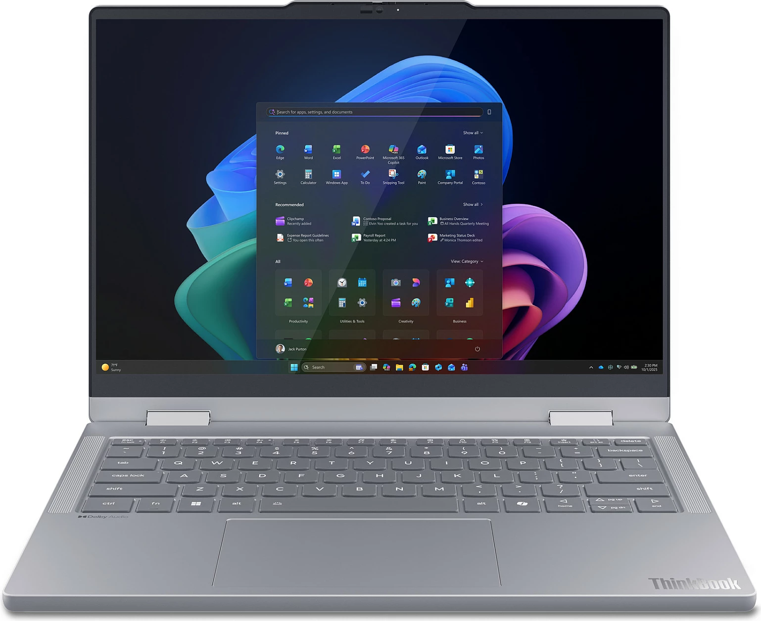 Laptop 2-në-1 Lenovo ThinkBook 14 2-in-1 G6 IPL, Core Ultra 5, 32GB RAM, 512GB SSD, 14" WUXGA, Windows 11 Pro, Luna Grey