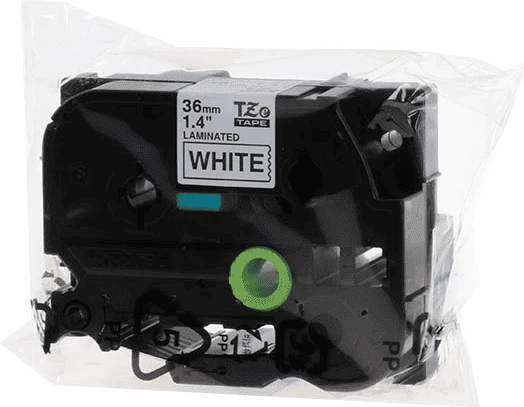 Shirit etiketime, Brother, TZE-261CIV, 36 mm i laminuar, Black on White, paketë 20