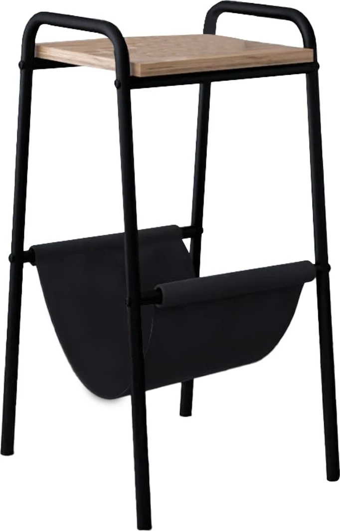 Tavolinë anësore Hanah Home, Gazy Square, ngjyrë e zezë dhe Atlantic Pine