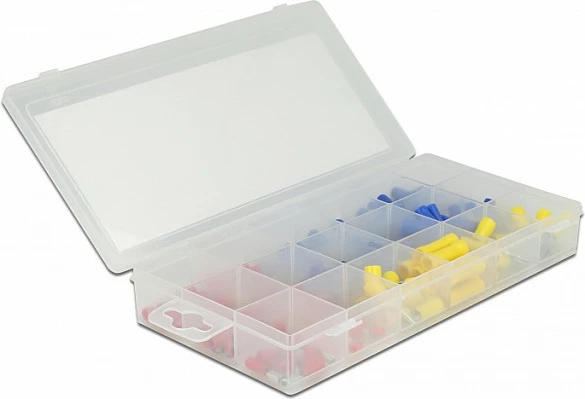 Set konektorësh kabllosh DeLOCK, kuti assortimenti 170 copë, blu/kuqe/verdhe