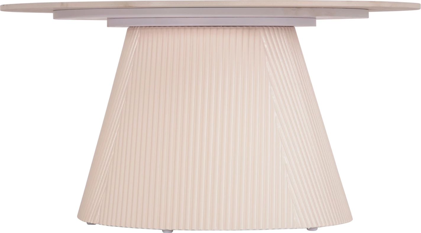 Tavolinë kafeje DUNCAN, sipërfaqe qeramike, bazë MDF, ngjyrë krem e bardhë, Φ80x41H cm.