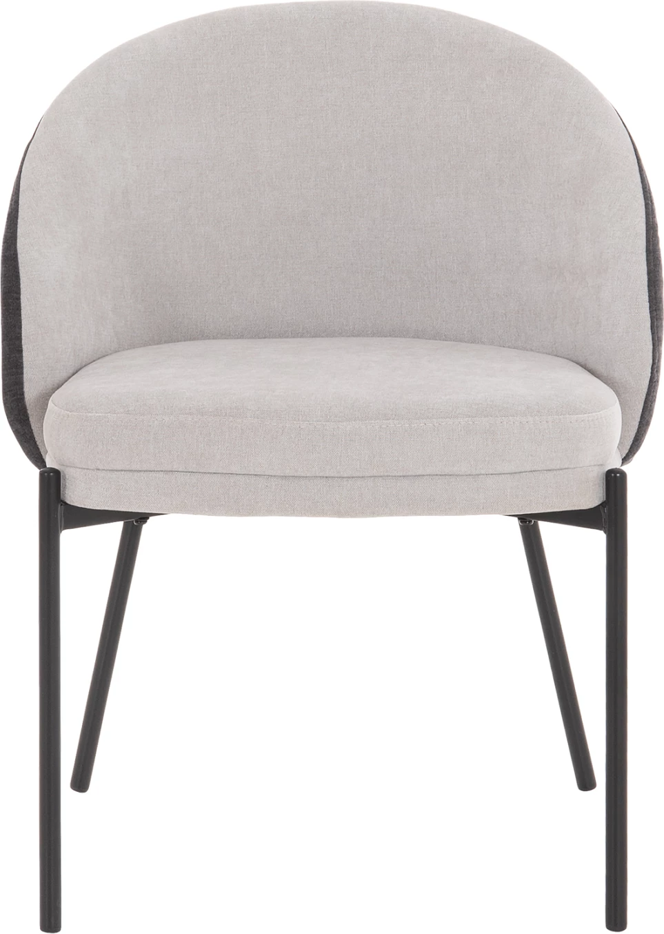 Karrige ngrënieje Detton, set prej 2 copë, material gri, këmbë metalike të zeza, 50x55x77cm