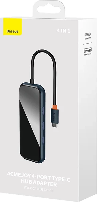 Adapter Baseus WKJZ010513 4-në-1, USB-C në 4xUSB 3.0, Gri e errët