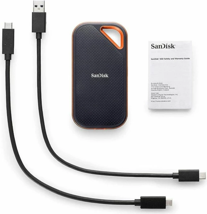 SSD eksterne portative SANDISK Extreme PRO SDSSDE81-1T00-G25 1TB NVMe USB-C USB 3.2 Gen 2x2, e zezë/portokalli