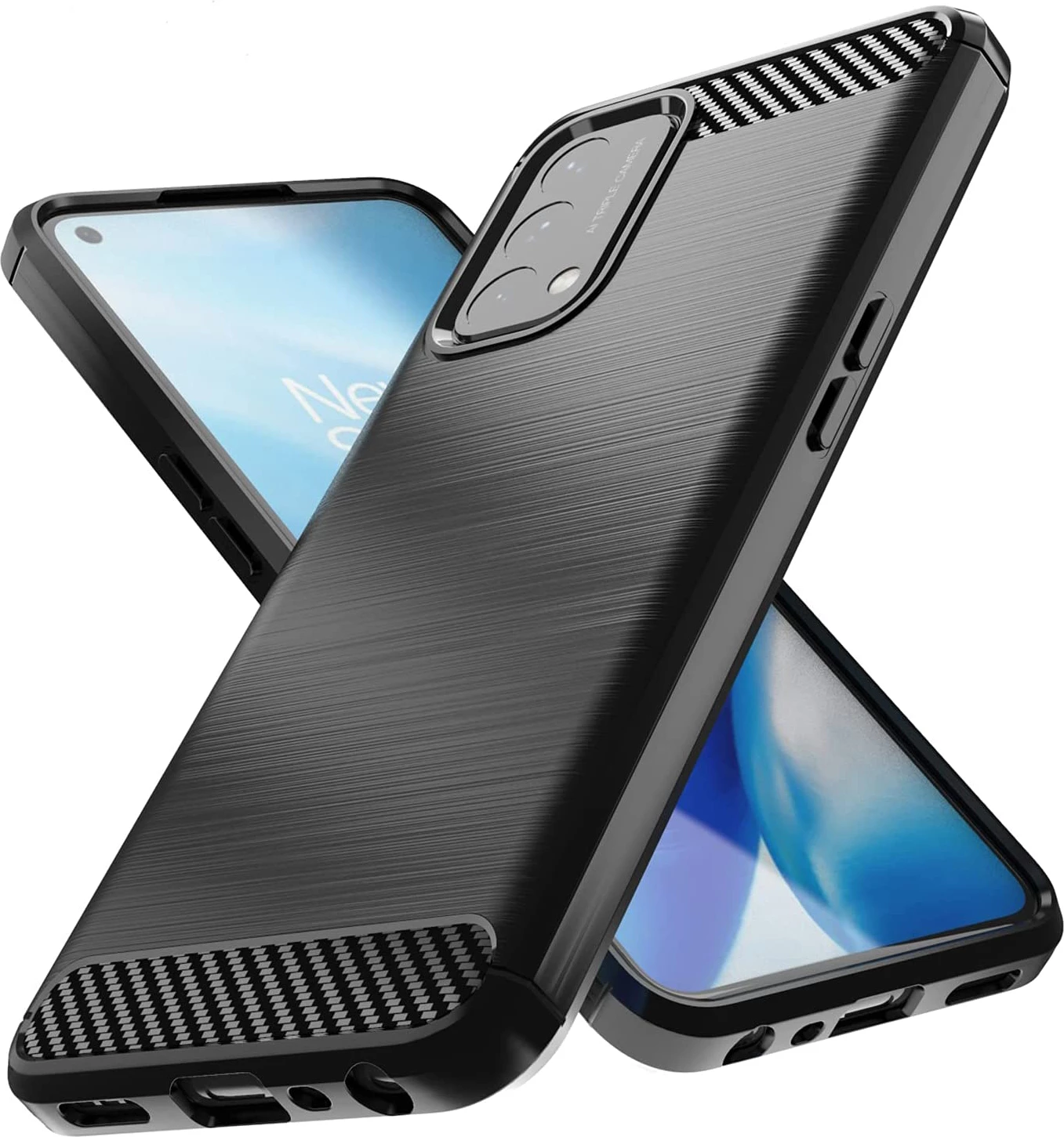 Mbështjellës Hurtel Carbon Case për OnePlus Nord N200 5G, i zi