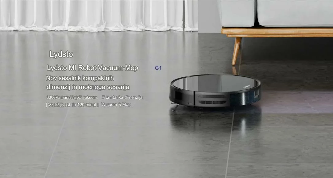 Robot fshesë me korrent Lydsto G1, 3300Pa, me funksion larjeje, Wi‑Fi, bateri 2600mAh, e bardhë