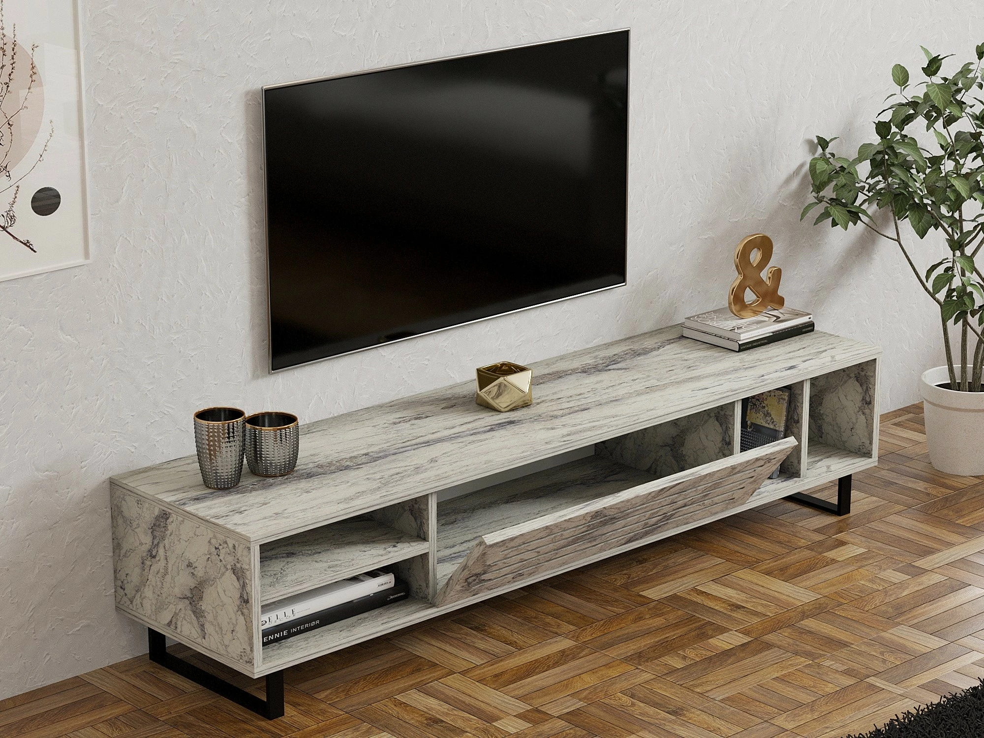 Komodë për TV, ngjyrë mermeri Freesia, Skye Decor