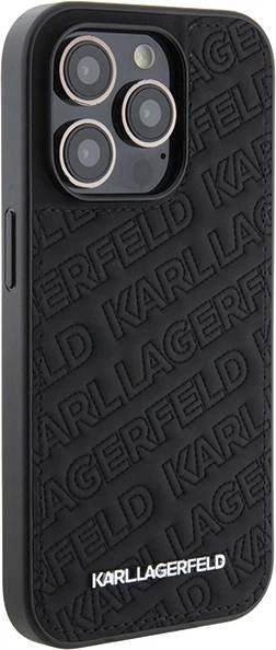 Mbështjellës Karl Lagerfeld Quilted K Pattern për iPhone 15 Pro, i zi