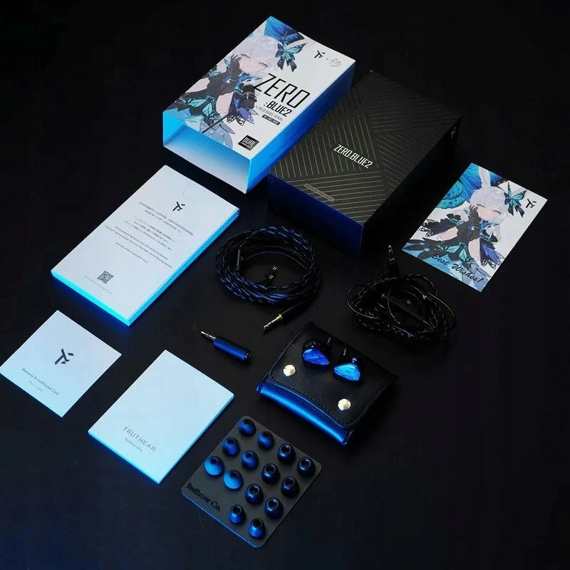 Kufje in-ear Truthhear ZEROBLUE2, dy driver dinamik 10mm+7.8mm, 3.5mm jack, 0.78mm 2-pin, blu, me kuti