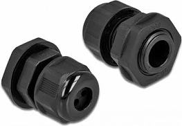 Glandë kabllo DeLOCK PG9, IP68, për 3 kabllo Ø3 mm, 2 copë, e zezë