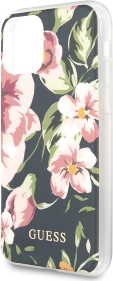 Mbështjellës Guess GUHCN65IMLFL03 për iPhone 11 Pro Max, Flower Collection, granat/navy