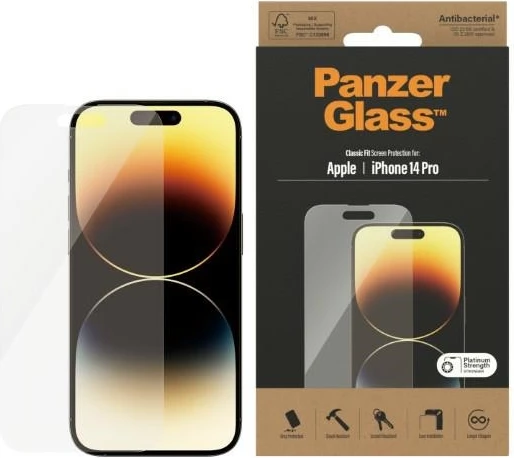 Xham mbrojtës PanzerGlass Classic Fit për iPhone 14 Pro, transparent