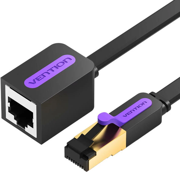 Kabllo rrjeti e sheshtë Vention ICBBK, CAT7, 8m, 10Gbps, e zezë