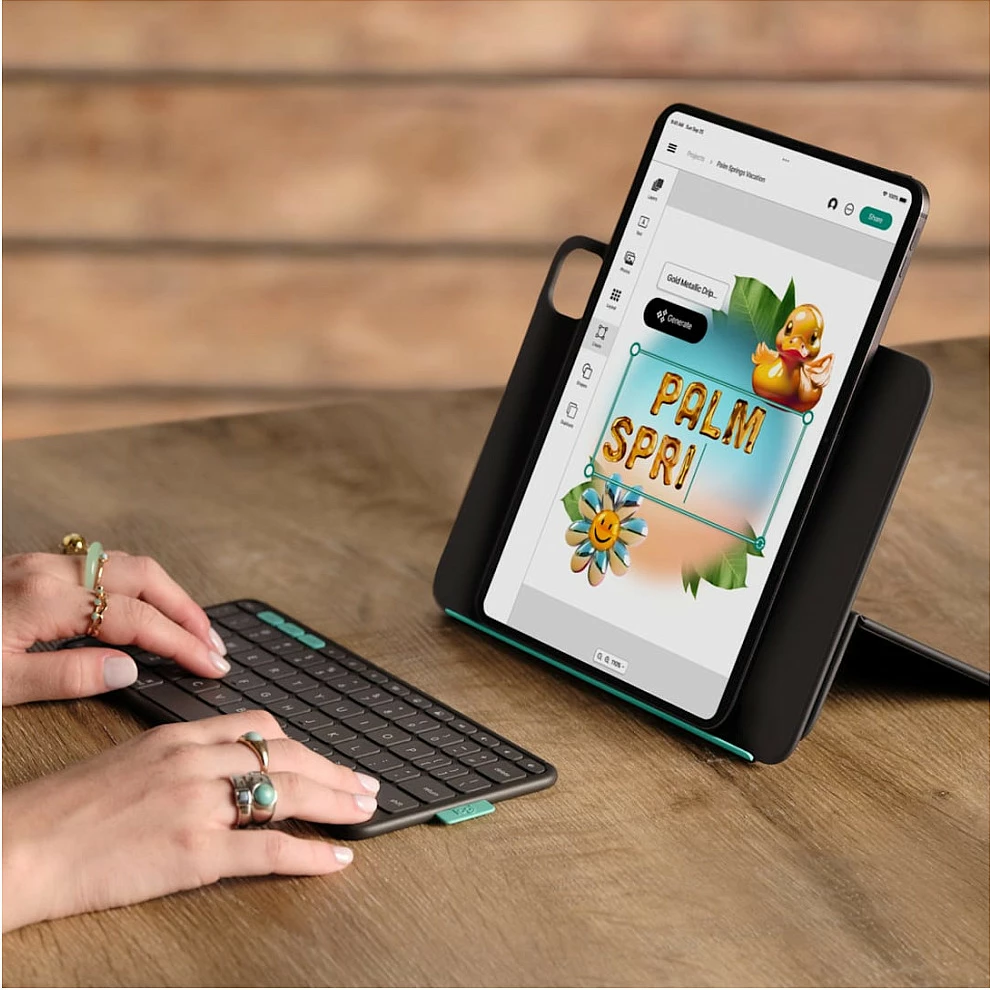 Tastierë Bluetooth me mbështjellës folio Logitech Flip Folio, QWERTY Nordic, për iPad Pro 11" (M4) / iPad Air 11" (M2/M3) / iPad Air (5th gen), Graphite