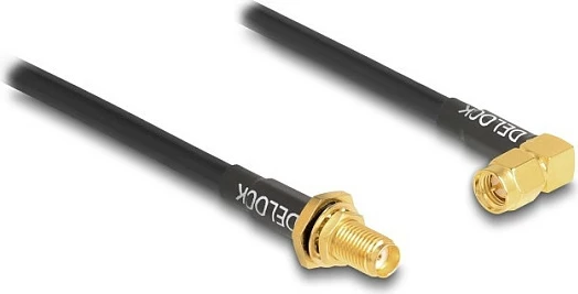 Kabllo antene DeLOCK 12110, RG-58, SMA mashkull në SMA mashkull, 0.3 m, e zezë
